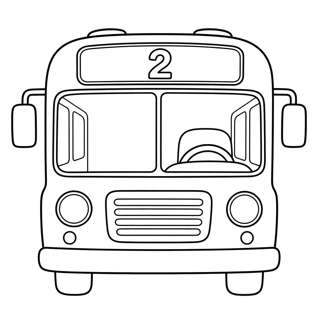 Bus sign number 2 coloring page