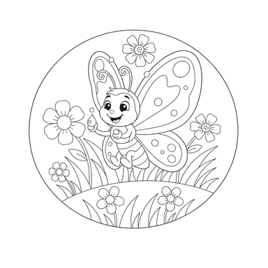 Butterfly with Dew Drops Coloring Page