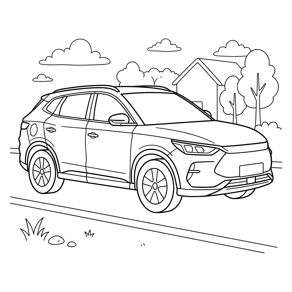 BYD Song Plus Car Coloring Page for Kids