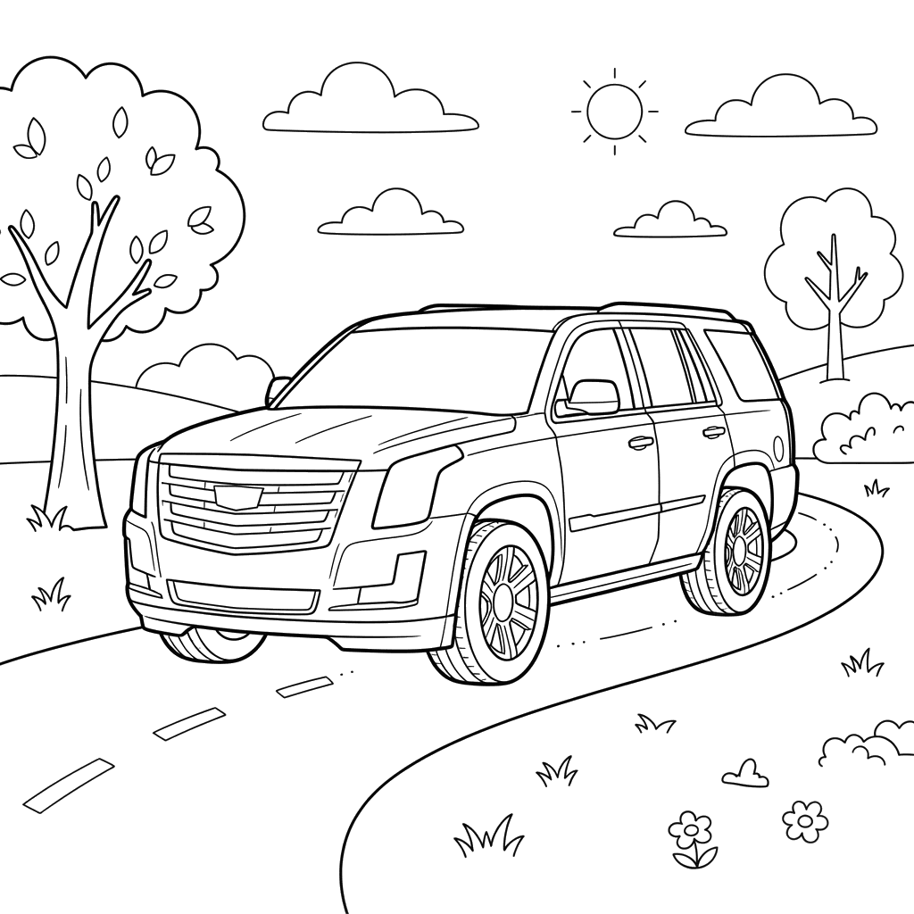 Cadillac Escalade Coloring Page for Kids