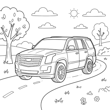 Cadillac Escalade Coloring Page for Kids