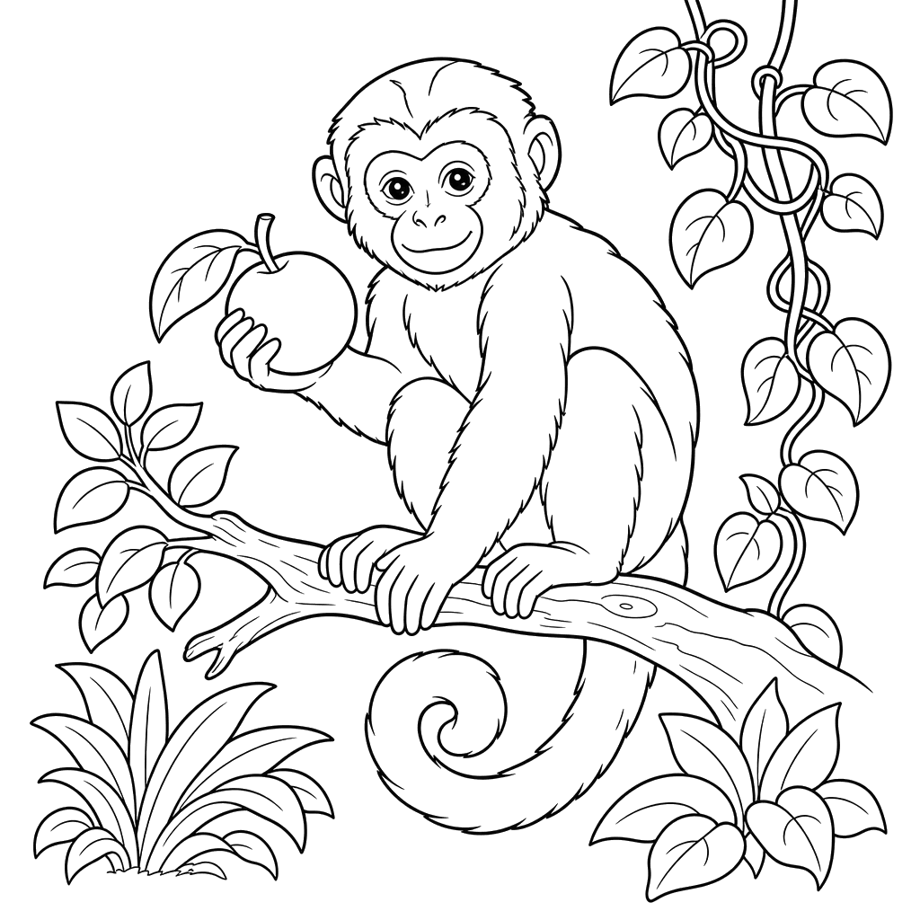 Capuchin on a Branch with Fruit