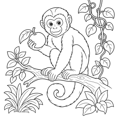 Capuchin on a Branch with Fruit