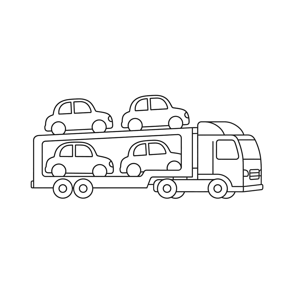 Car Carrier Truck with New Cars Coloring Page