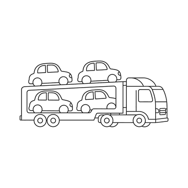 Car Carrier Truck with New Cars Coloring Page