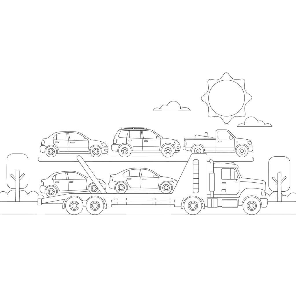 Car Carrier Truck Coloring Page