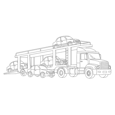 Car Hauler Loading Cars Coloring Page