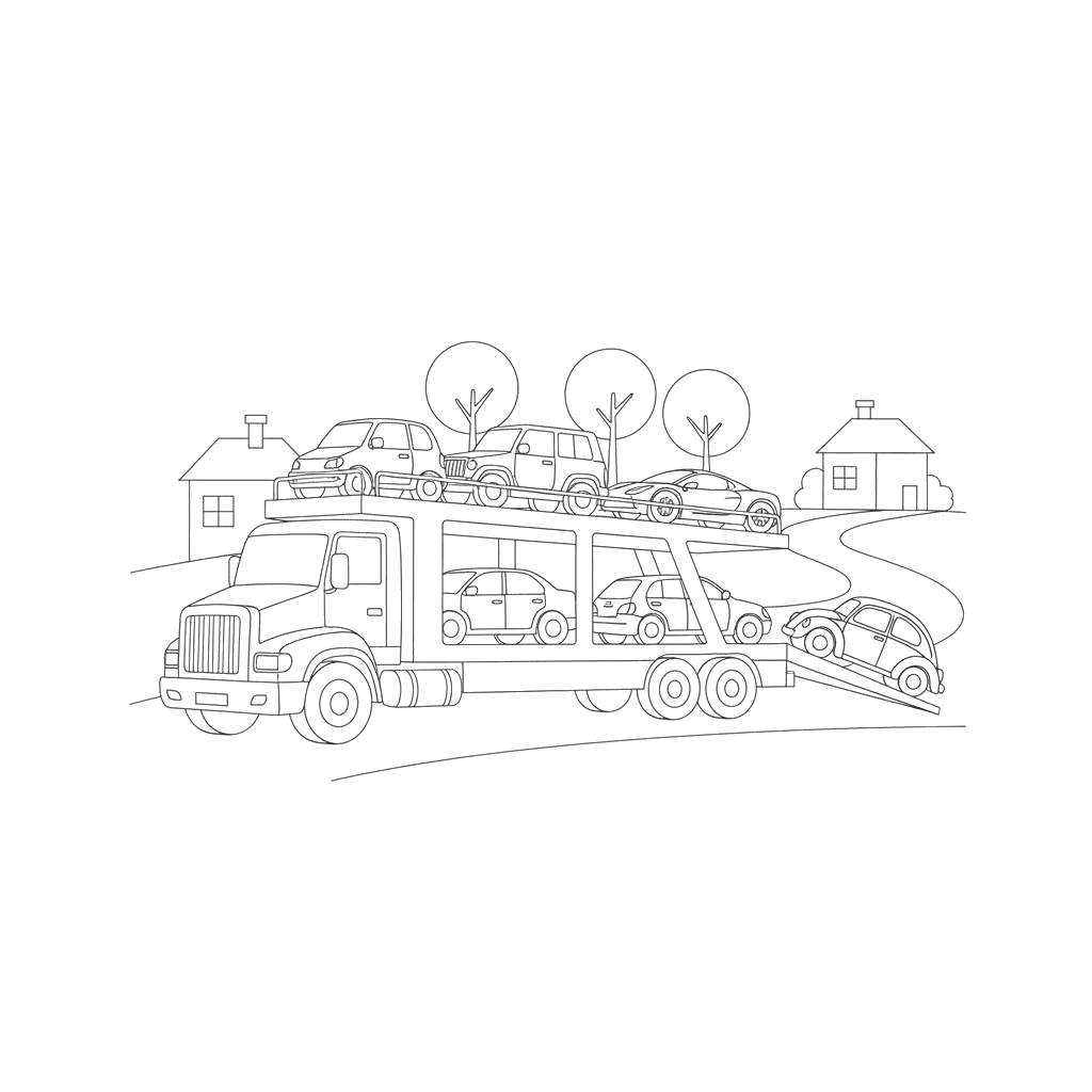 Car Hauler Truck Coloring Page