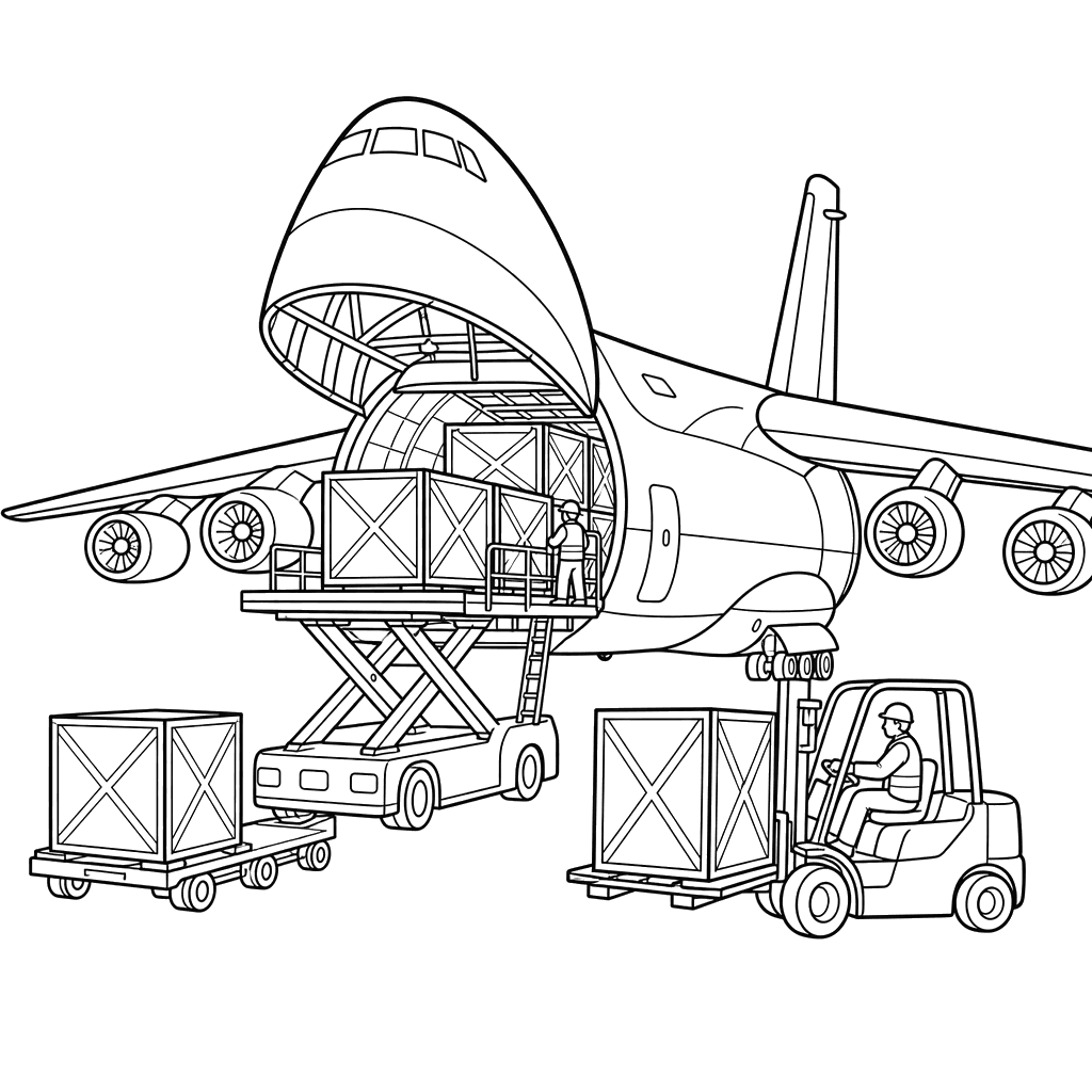 Cargo plane being loaded