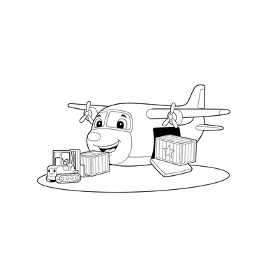 Cargo Plane Loading Containers Coloring Page