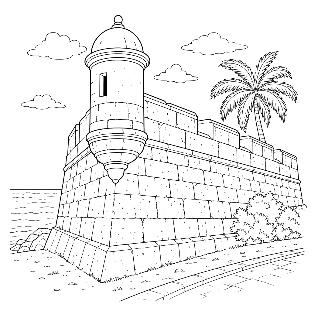 Cartagena Fortress Walls Coloring Page