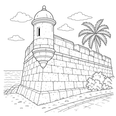 Cartagena Fortress Walls Coloring Page