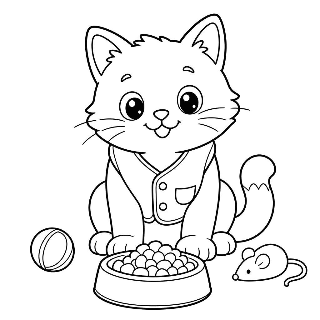 Cat in a Vest Coloring Page