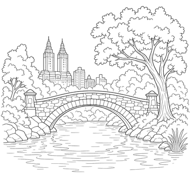 Central Park Stone Bridge Coloring Page