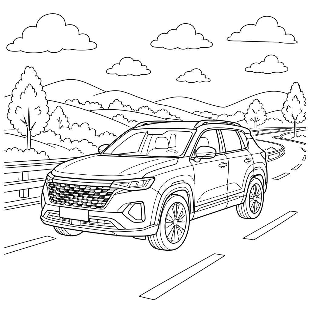 Changan CS35Plus on the Road Coloring Page