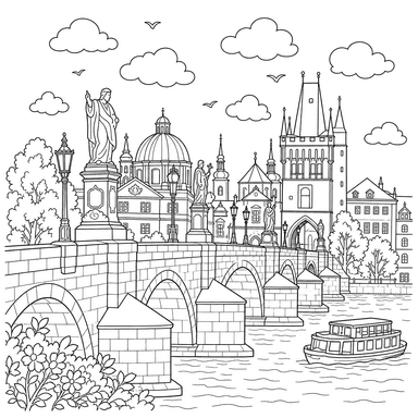 Charles Bridge Coloring Page