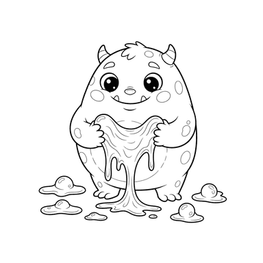 Cheerful Monster Playing with Slime