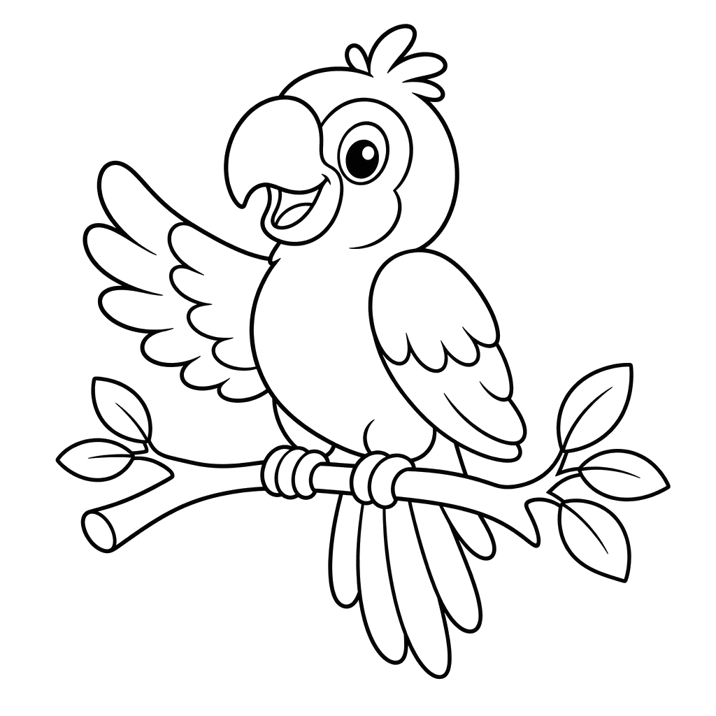 Cheerful Parrot Coloring Page