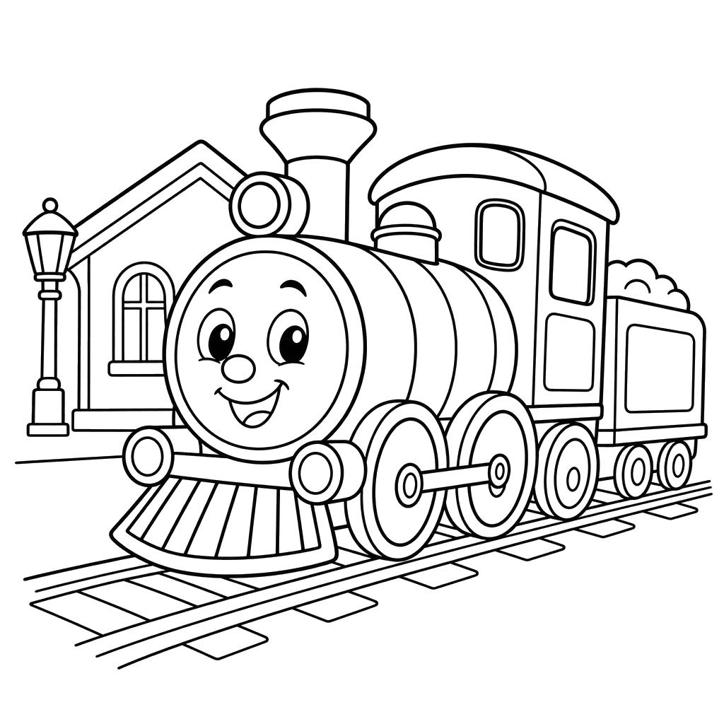 Cheerful Train Coloring Page