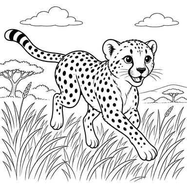 Cheetah Running Through Tall Grass