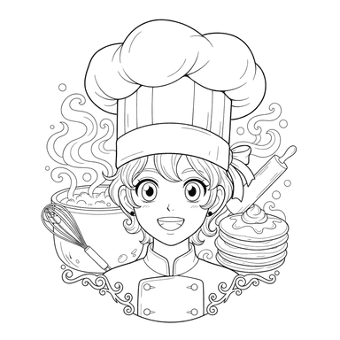 Chef's Face in a Hat Coloring Page