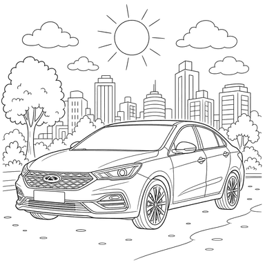 Chery Arrizo in a Sunny City: Coloring Page
