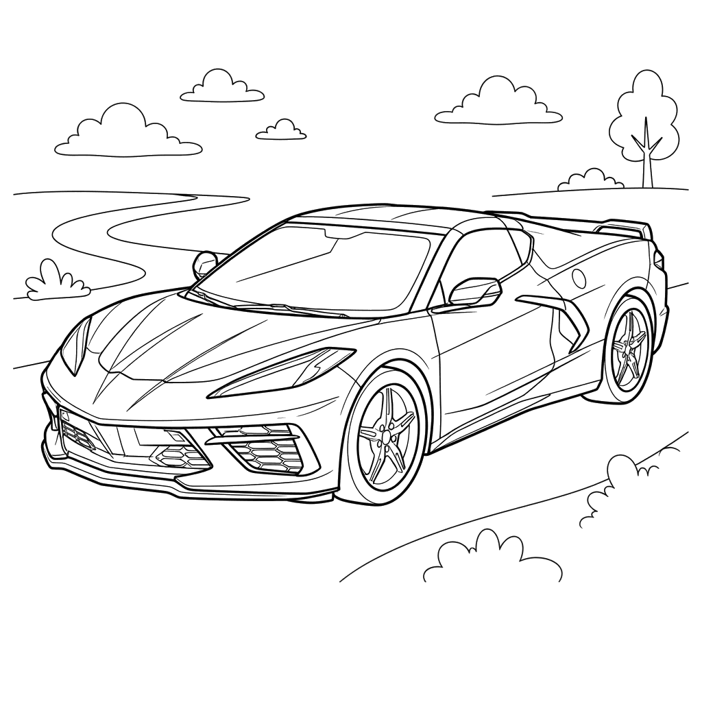 2020 Chevrolet Corvette Stingray Coloring Page