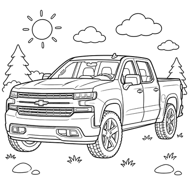 Chevrolet Silverado IV Pickup Truck Coloring Page