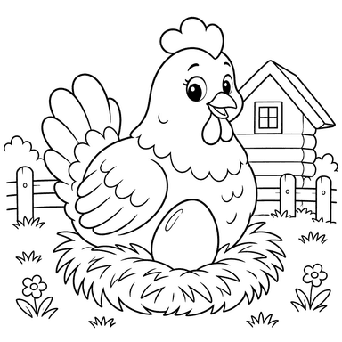 Hen Ryaba and the Golden Egg Coloring Page