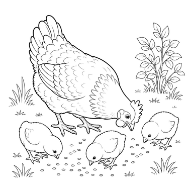 Mother Hen with Chicks