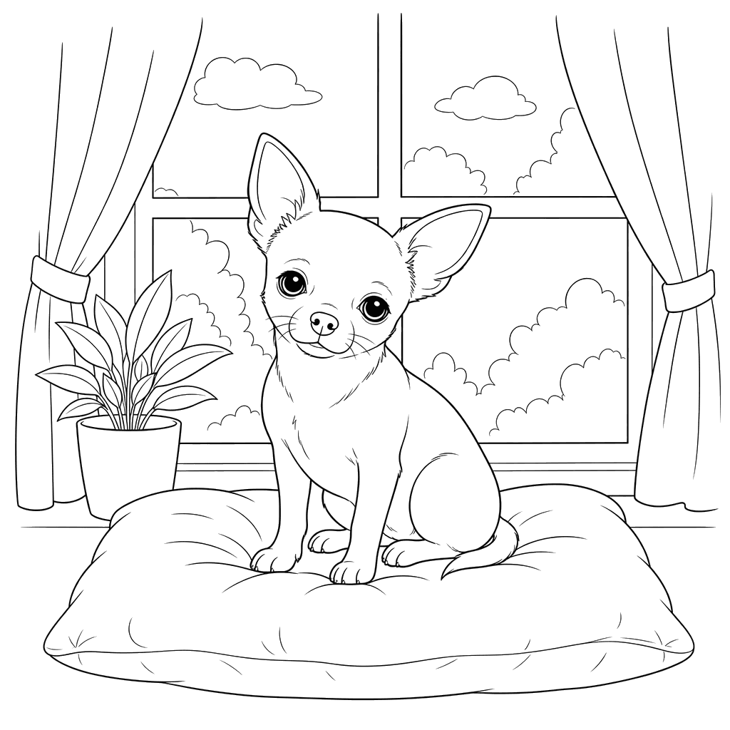 Chihuahua on a Pillow by the Window