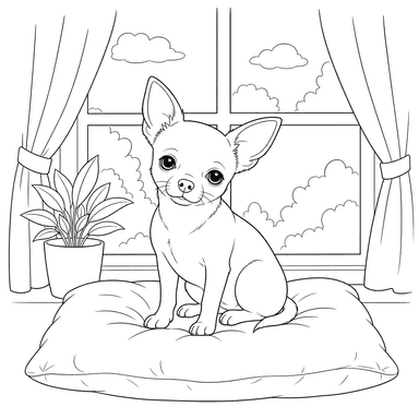 Chihuahua on a Pillow by the Window