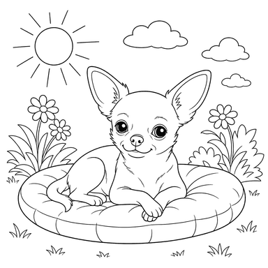 Chihuahua Basking in the Sun: Coloring Page