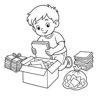 Child Collects Paper for Recycling