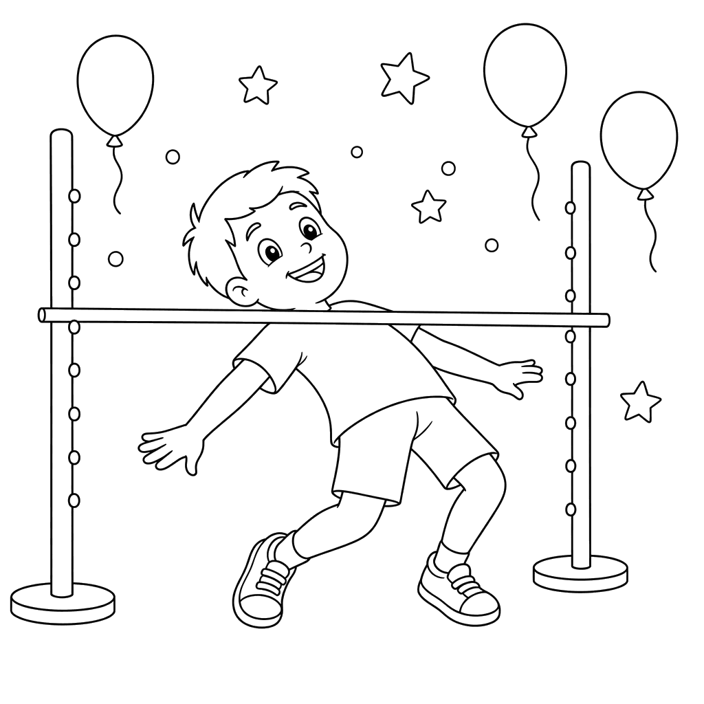 Child Dancing Limbo Coloring Page