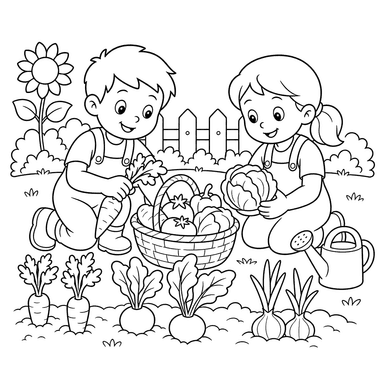Children Harvesting Vegetables