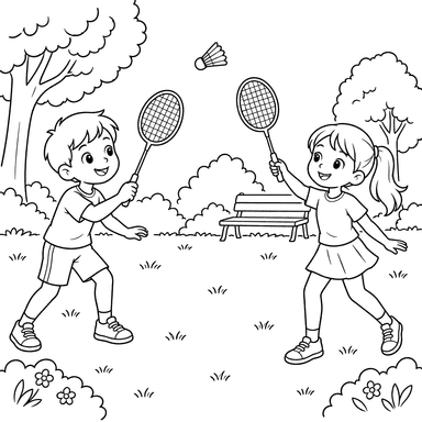 Children Playing Badminton in the Park
