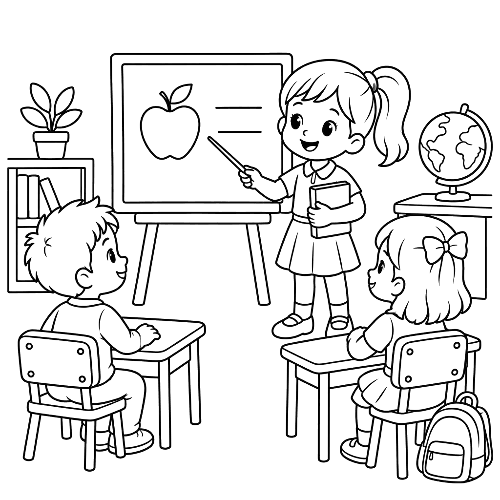 Children Playing School with a Board
