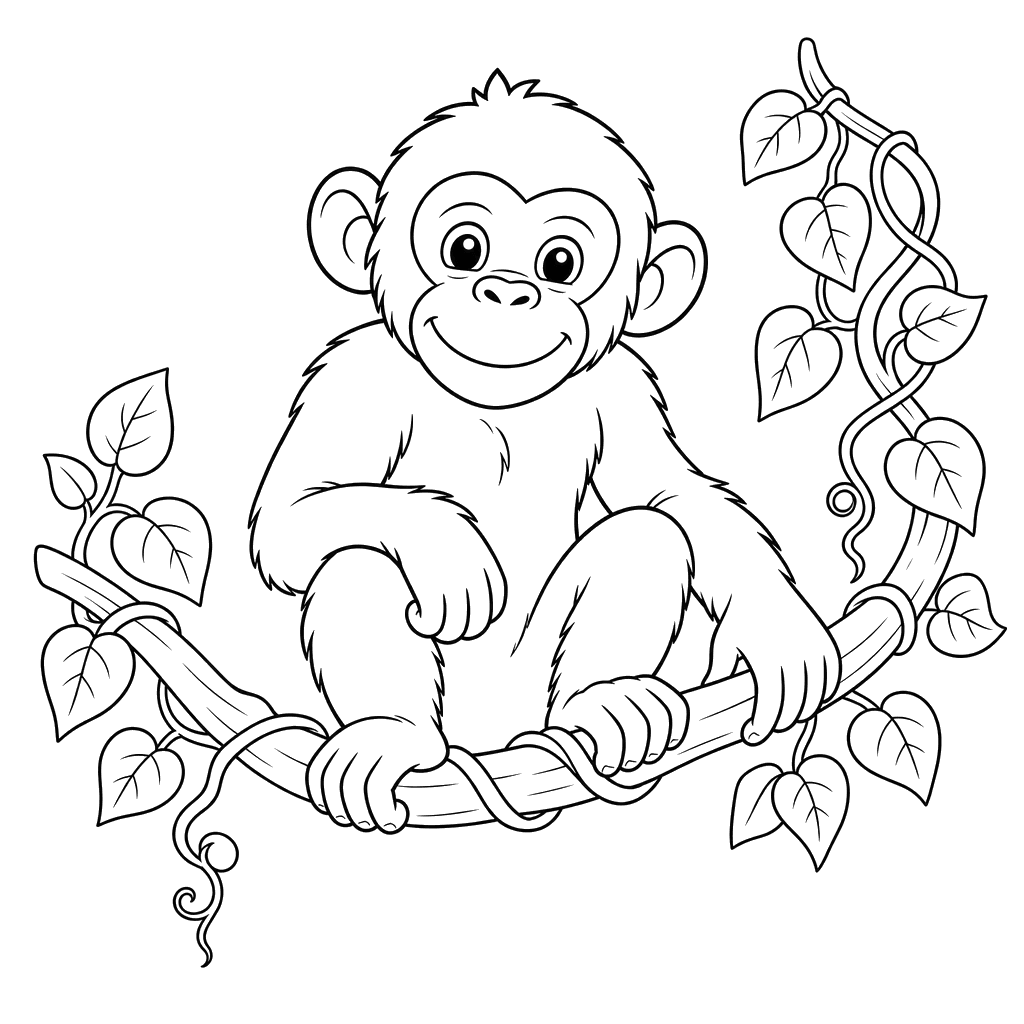 Chimpanzee on a Liana