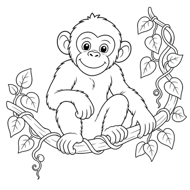 Chimpanzee on a Liana