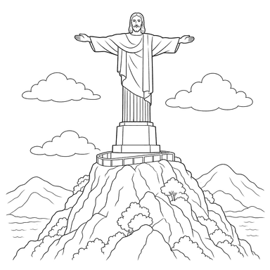 Christ the Redeemer Statue Coloring Page