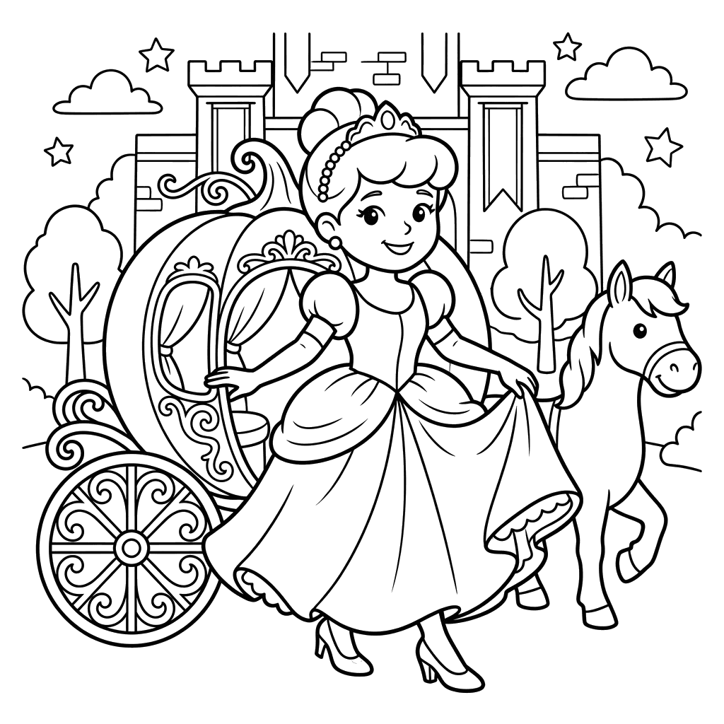 Cinderella at the Ball Coloring Page