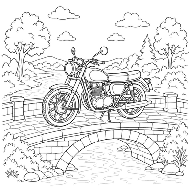 Classic Motorcycle on a Bridge