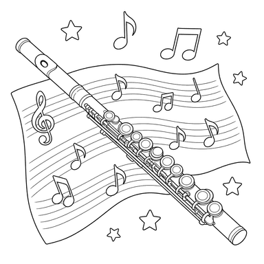 Classical Flute and Sheet Music