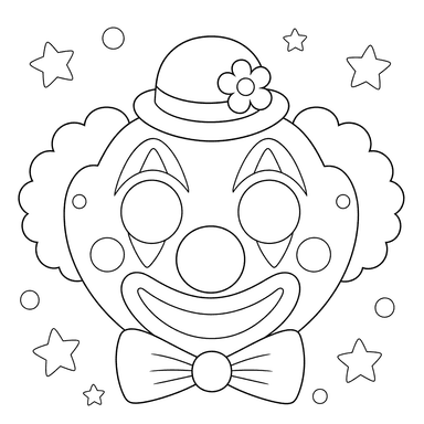 Clown Mask Cutout Coloring Page