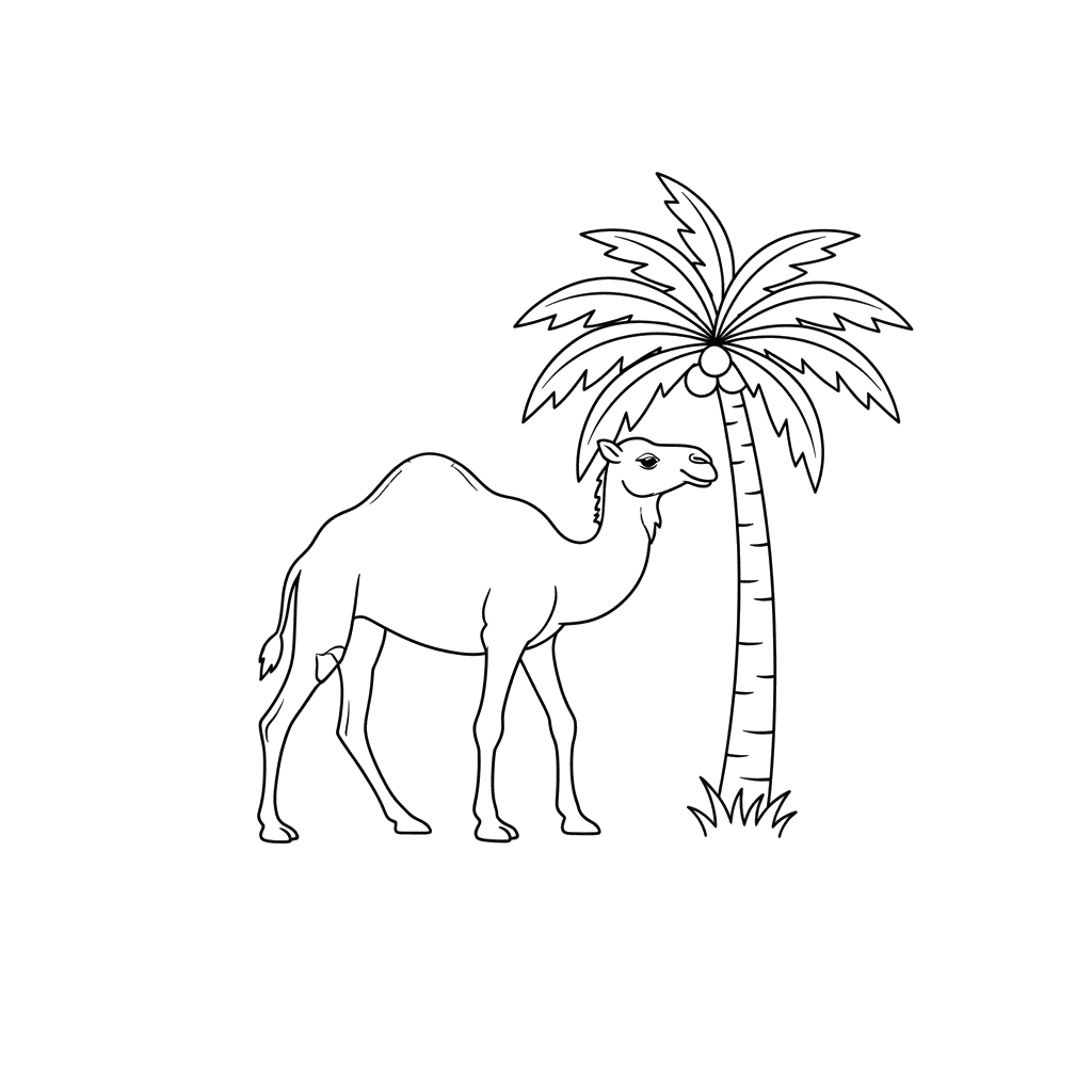Camel and Palm Tree