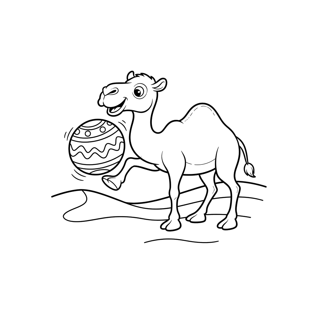 Kamel spielt mit Ball Malvorlage