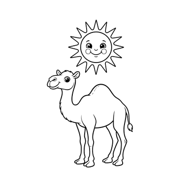 Chameau Heureux et Soleil