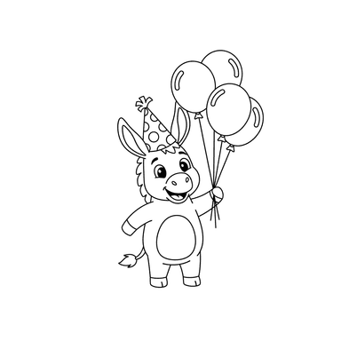 Party Donkey Coloring Page