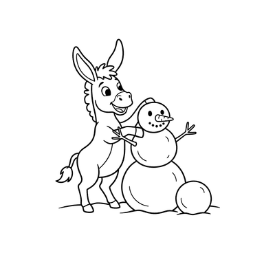 Burro Haciendo un Muñeco de Nieve
